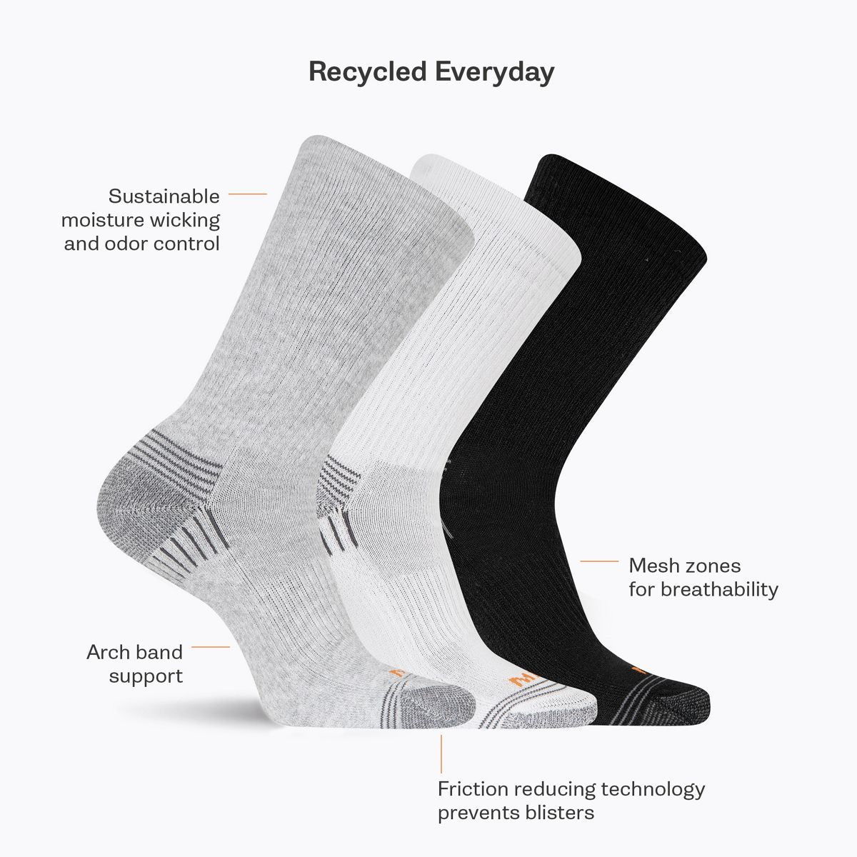 Recycled Everyday Crew Sock 3 Pack - Socks